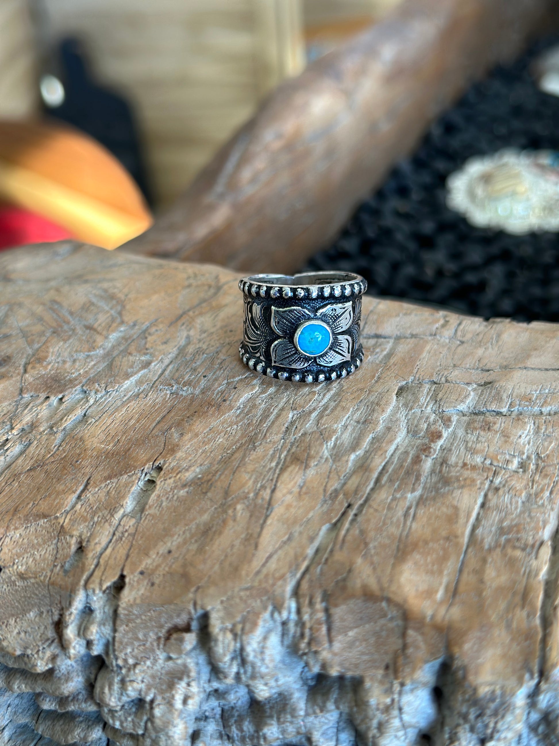 sterling silver ring with turquoise stone