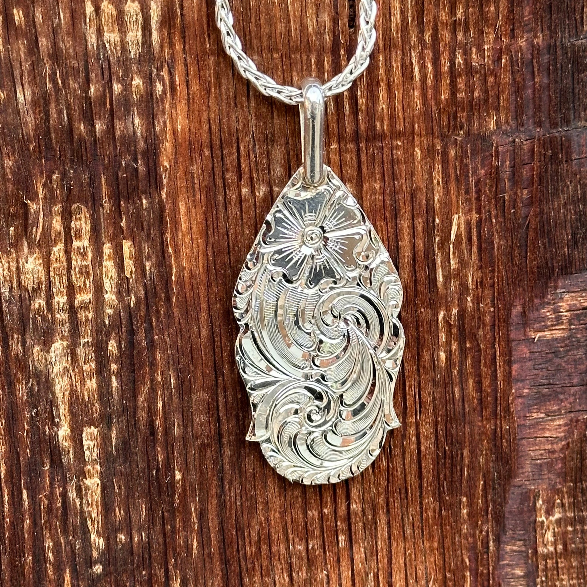 sterling silver pendant bright cut engraved