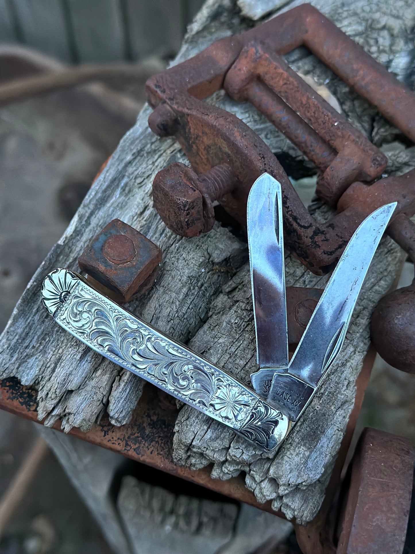 pocket knife with sterling silver handles